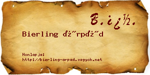 Bierling Árpád névjegykártya