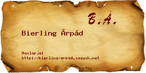 Bierling Árpád névjegykártya
